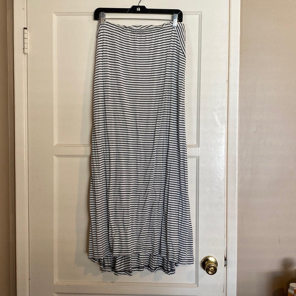 Black and white striped maxi skirt